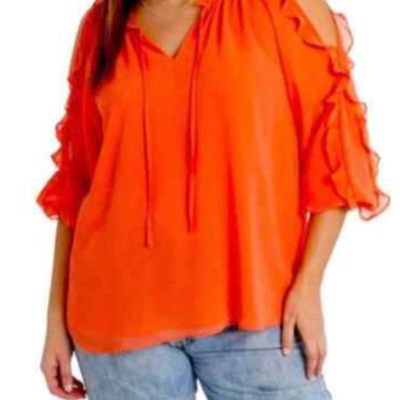 1. State Tops - NWT 1. State Orange Slit Shoulder Top